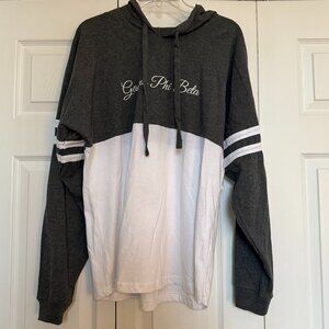 Gamma Phi Beta Pullover Hoodie Shirt Grey & White NWOT Medium